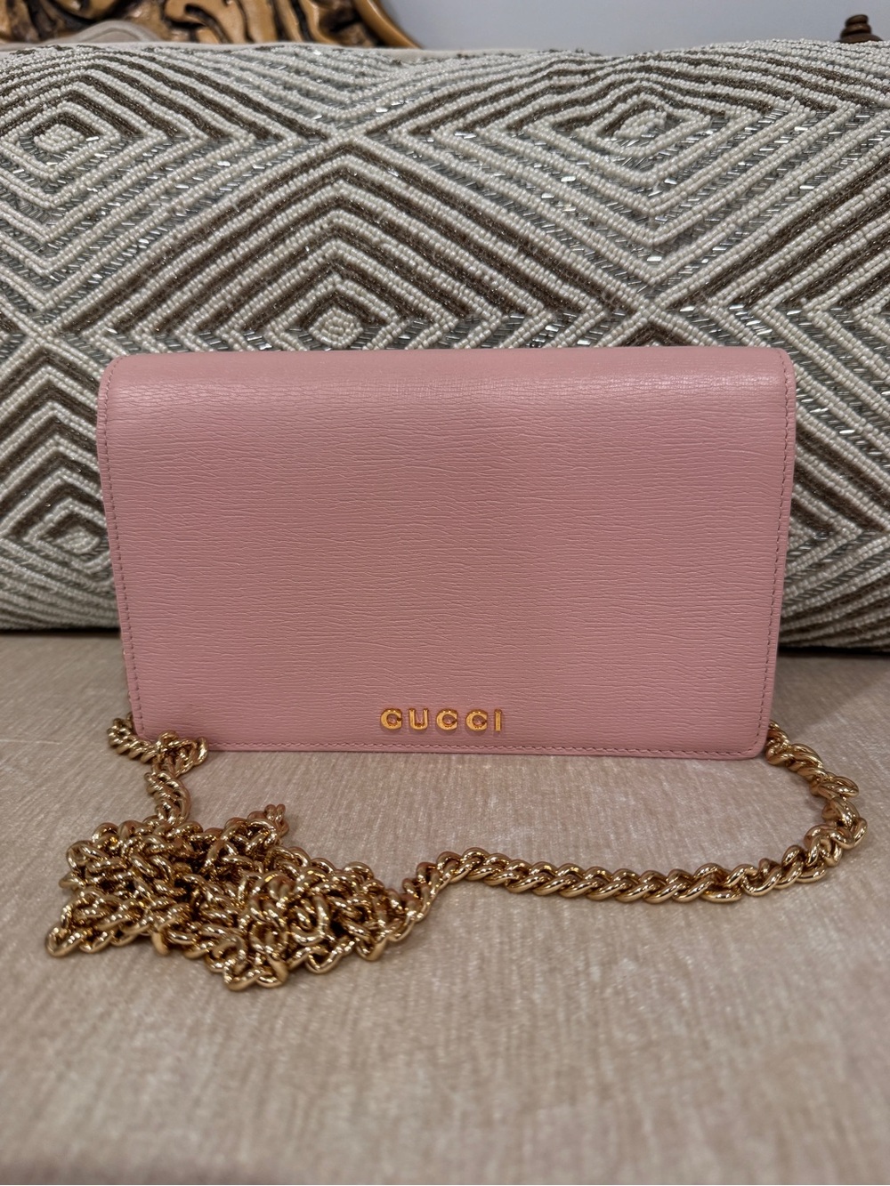 GG Marmont wallet on chain pink NEW